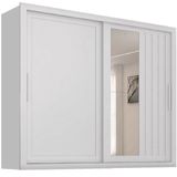 Guarda Roupas Casal Ripado Com Espelho 2 Portas De Correr 4 Gavetas Trianon Branco Zanzini
