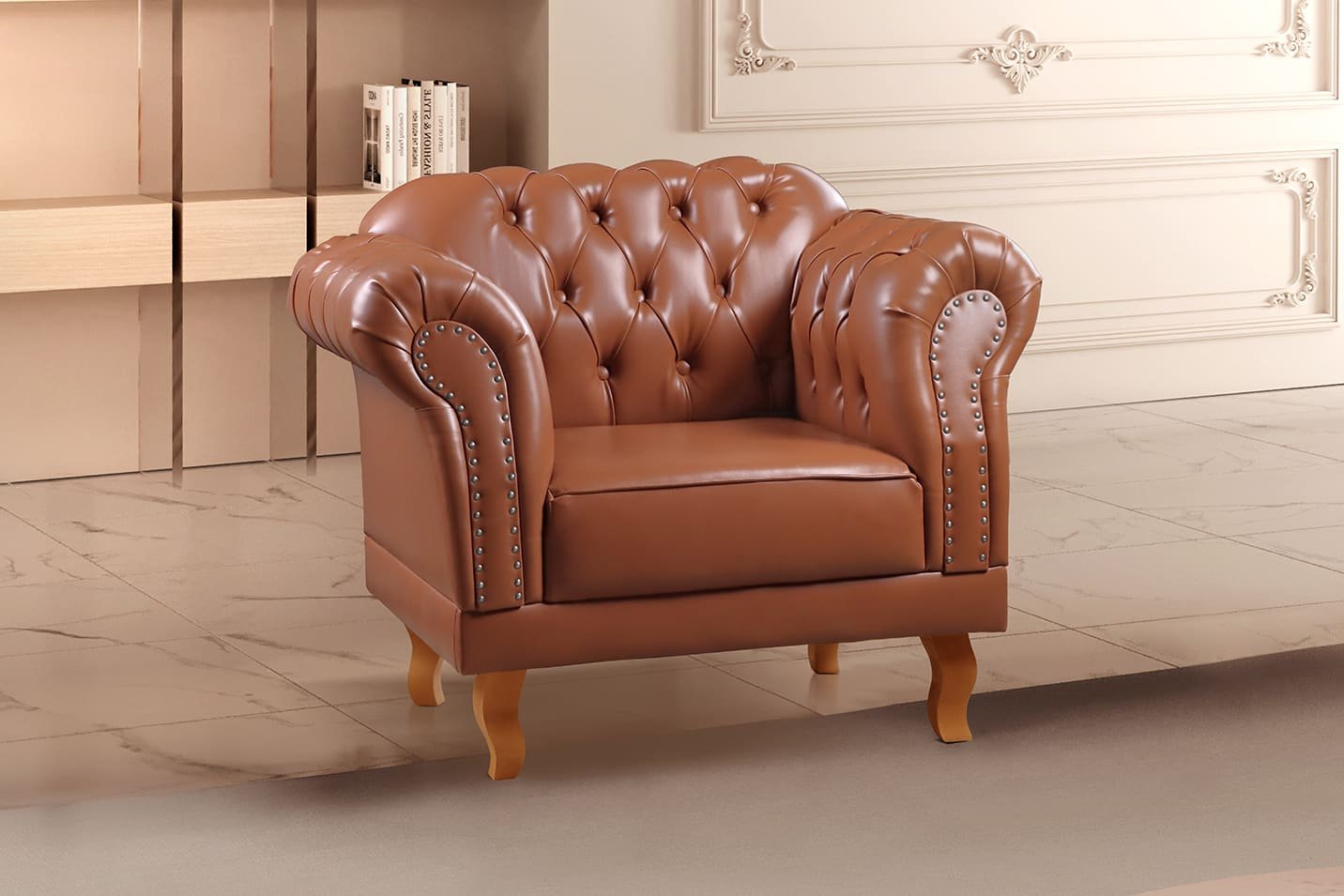 Poltrona Chesterfield Clássica Duque Caramelo