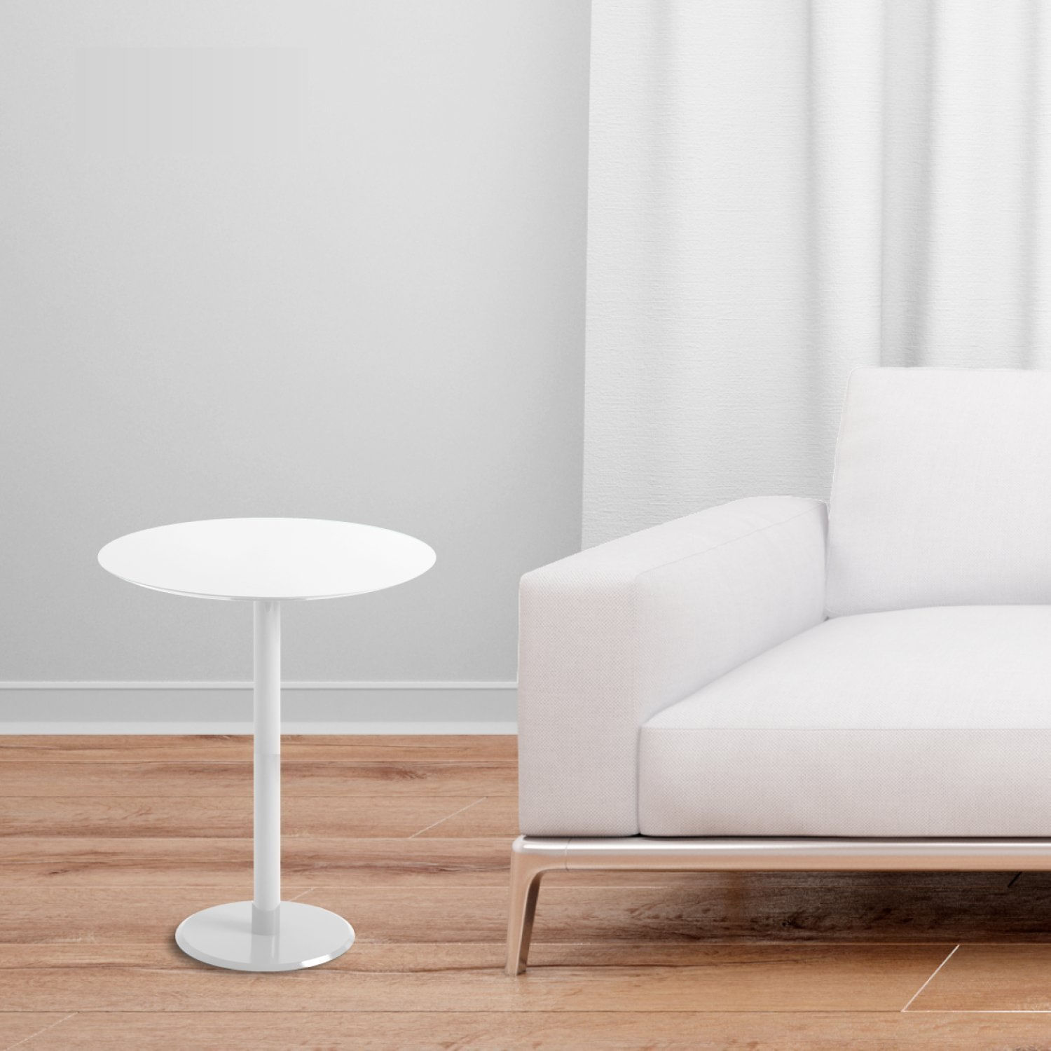 Mesa Monopé Redonda Mdf/madeira Maciça 30cm Branco