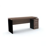 Mesa Para Escritório 3 Gavetas Pe40 Pandin Móveis  Walnut/preto