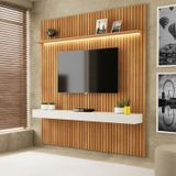 Painel Home Para Tv Até 75 Polegadas 184,5cm Com Led Evolution Carvalho Oro / Off-white