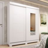 Guarda Roupa Casal 2 Portas De Correr Com Espelhos 100% Mdf Boldina Espresso Móveis Branco
