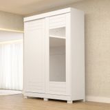 Guarda Roupa Solteiro 2 Portas De Correr Com Espelho 100% Mdf Cinerária Espresso Móveis Branco