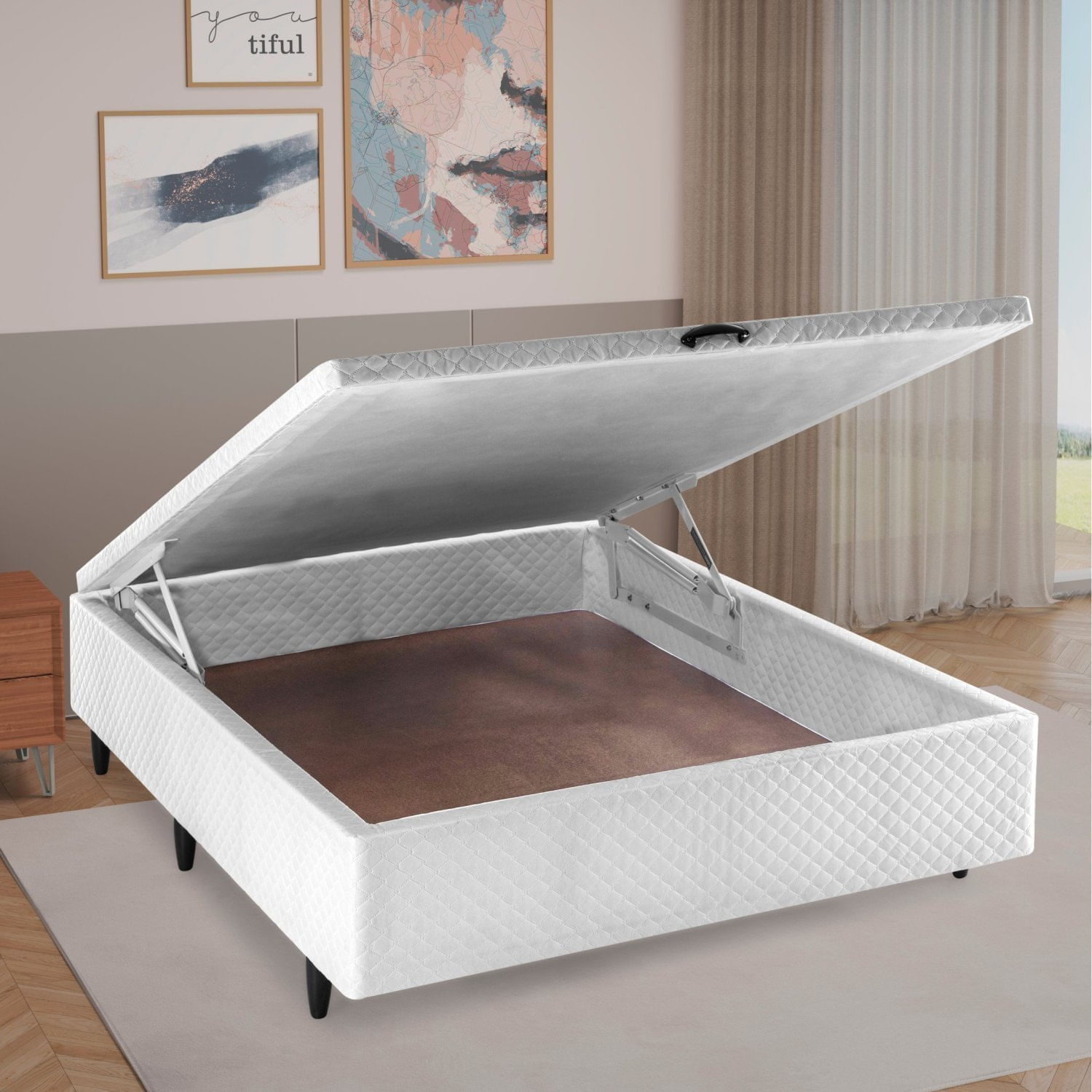 Base Box Baú Casal 138x188x35cm Merida Branco