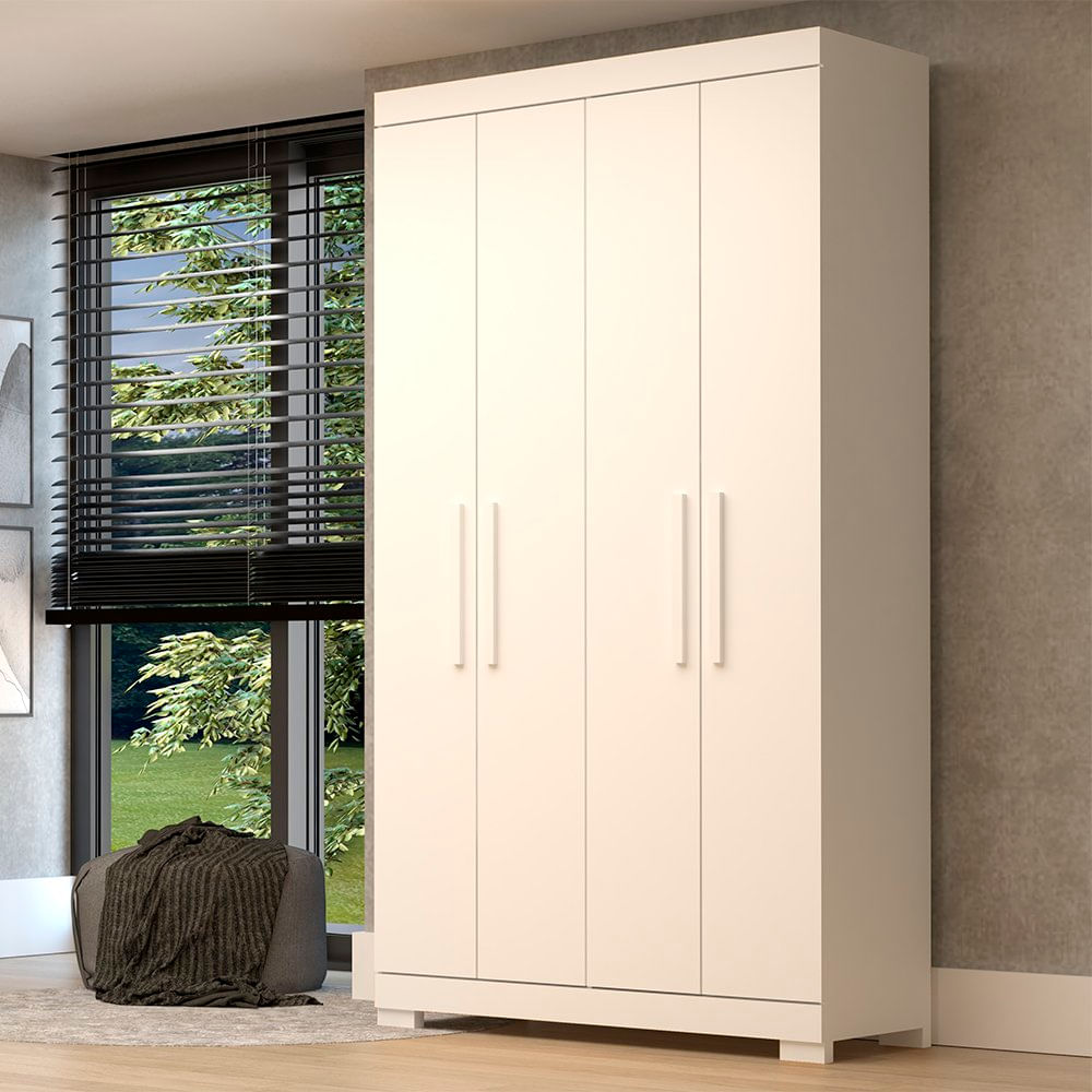 Guarda Roupa Solteiro 4 Portas 100% Mdf Papoulas Espresso Móveis Branco/rosa/azul/lilás