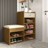 Sapateira 1 Gaveta Com Assento Hall Cumaru/off White