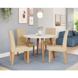 Conjunto Sala De Jantar Dani Com 4 Cadeiras 110cm Maia Madeira/offwhite/natutal/gengibre