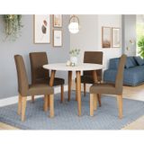 Conjunto Sala De Jantar Dani Com 4 Cadeiras 110cm Maia Madeira/offwhite/natutal/mascavo