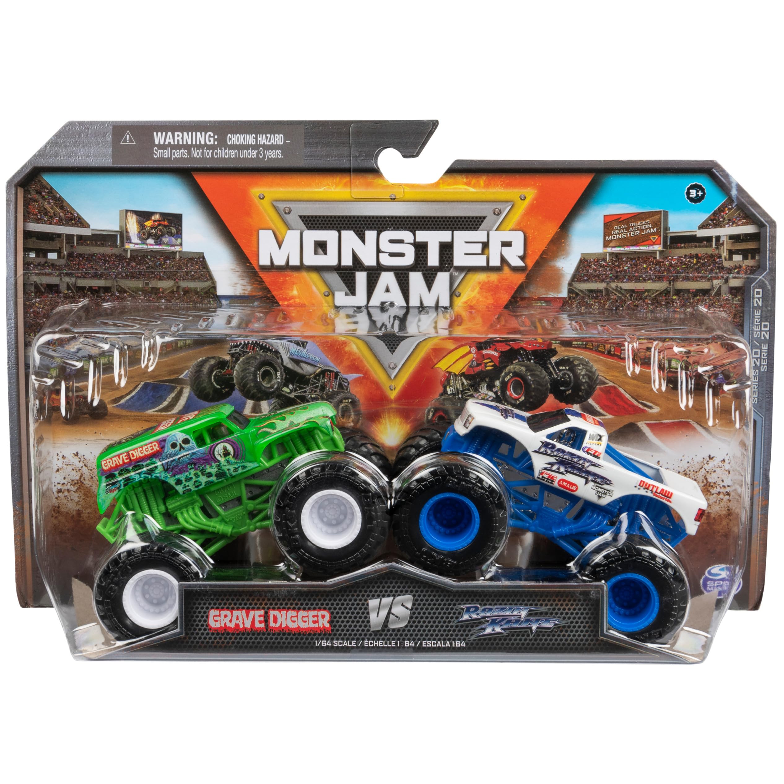 Toy Monster Jam Grave Digger Vs. Razin Kane 1:64 Para Crianças A Partir De 3 Anos