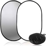 Rebatedor De Luz Fotográfico Oval Ou Retangular 2 Em 1 Estúdio Escolher Cor E Tamanho - 60x90cm - Branco E Prateado