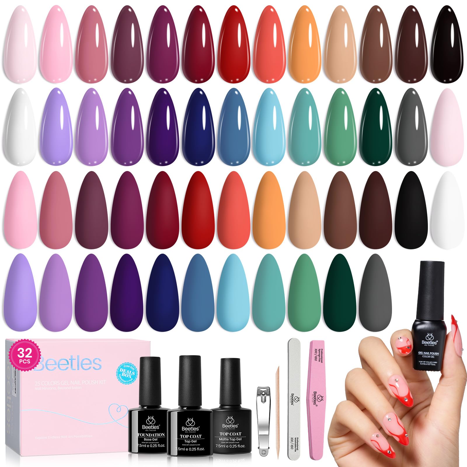 Conjunto De Esmaltes Em Gel Beetles Urban Rhythm Com 25 Cores, 5 Ml
