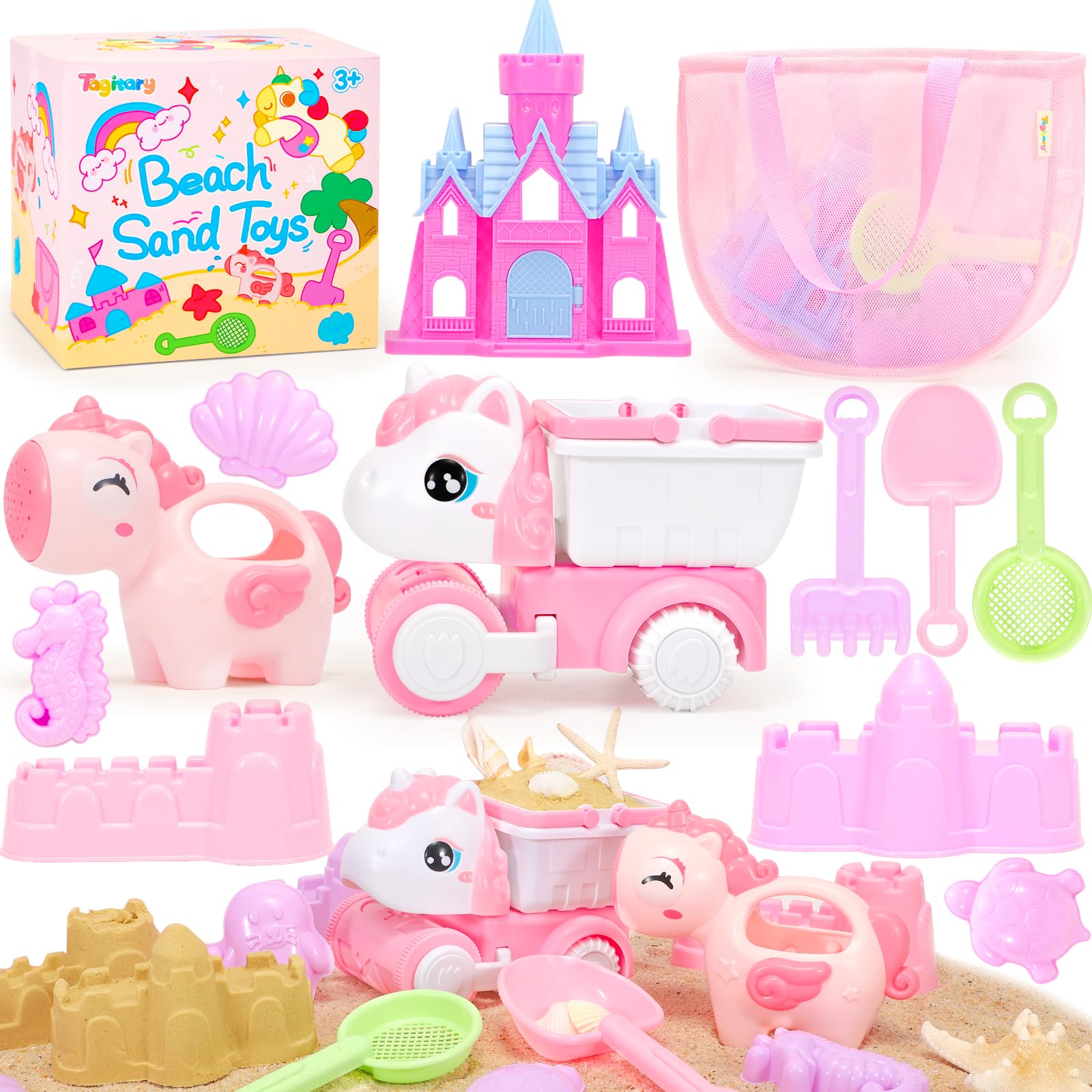 Brinquedo De Praia Tagitary Unicorn Sand Toys Com Bolsa De Malha Para Crianças