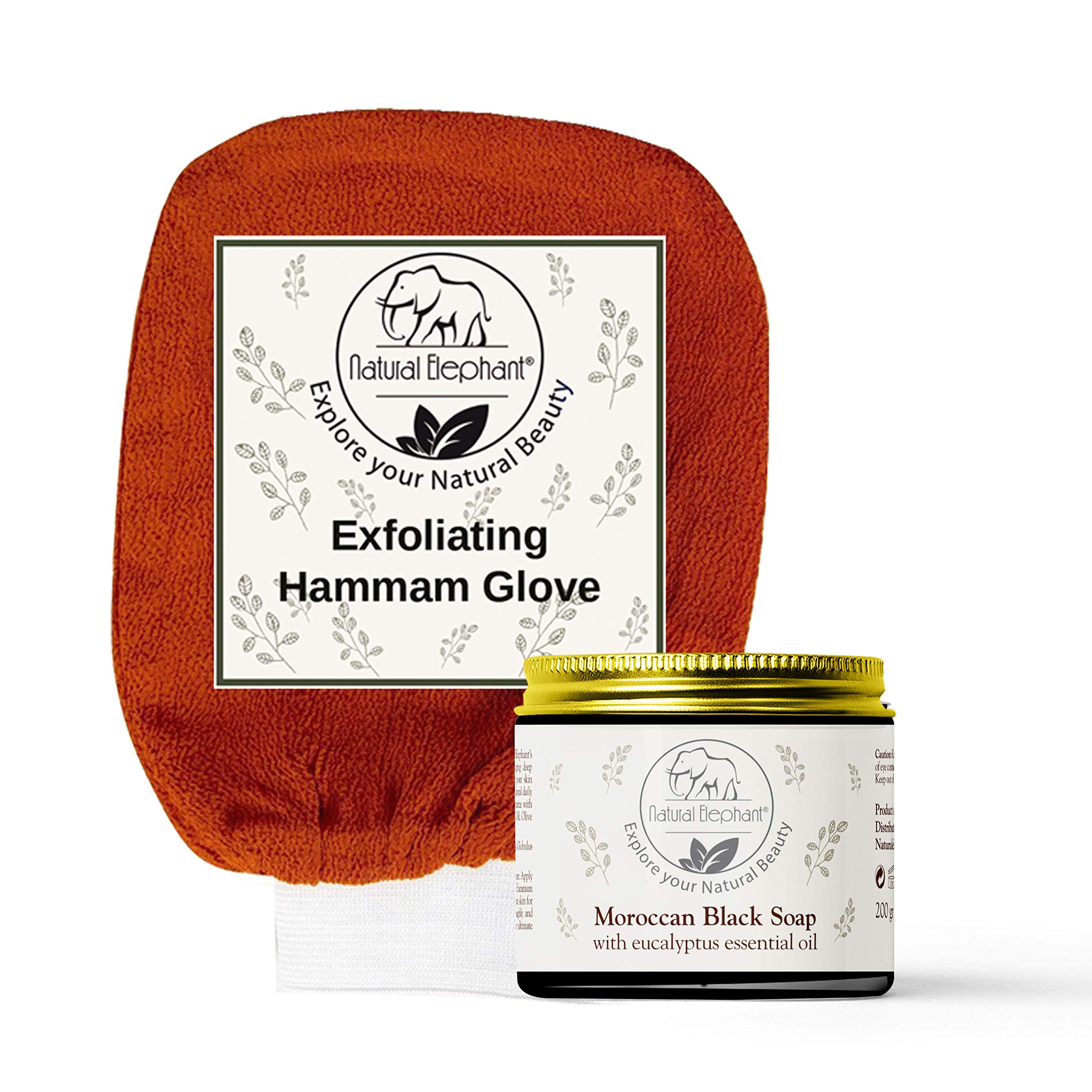 Sabonete Natural Elephant Moroccan Black 200g Com Luva De Banho Turco