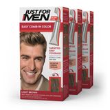 Tintura De Cabelo Só Para Homens, Fácil De Pentear, Marrom Claro, Pacote Com 3