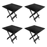 Kit 4 Mesa Dobrável 70x70cm Em Madeira Maciça Para Restaurantes E Lanchonetes Preto