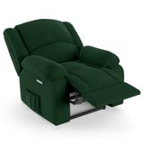 Poltrona Do Papai Reclinável Pietra Elétrica Led Fh9 Veludo Verde - Mpozenato
