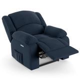 Poltrona Do Papai Reclinável Pietra Elétrica Led Fh9 Veludo Azul - Mpozenato