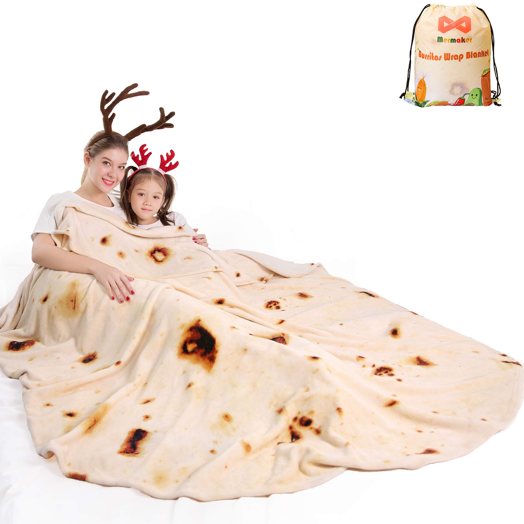 Throw Blanket Mermaker Burritos Tortilla 2.0, Flanela De 180 Cm