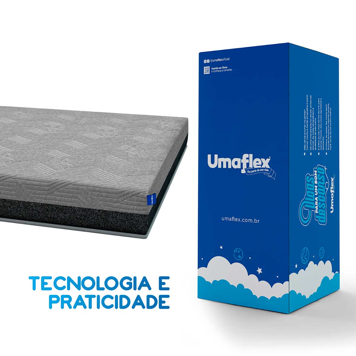 Colchão King Umaflex Espuma D-28 Fit Visco Cinza a Vacuo