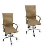 Kit 2 Cadeira Eames Esteirinha Presidente Escritório Alta Branca Preta Bege