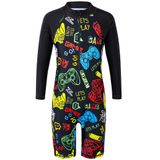 Roupa De Banho Tfjh E One Piece Para Meninos De Manga Comprida Uv 50+ Com Zíper Preta