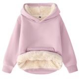 Moletom Flygo Unissex Para Meninos E Meninas, Forrado De Lã, Sherpa, Rosa De Inverno