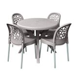 Conjunto Forte Plástico Deluxe Mesa Redonda 90cm Com 4 Cadeiras - Nude