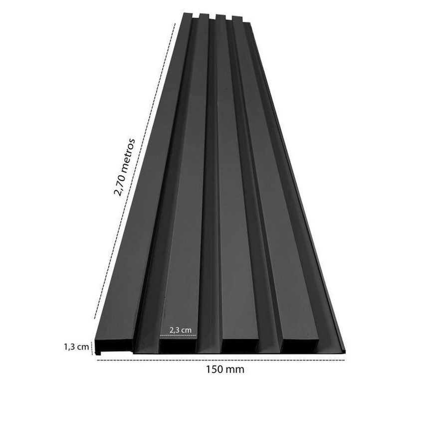 Painel Ripado De Pvc 6 Barras De 2,70m X 0,15cm Venda Em 2,43m² Preto - imagem 3