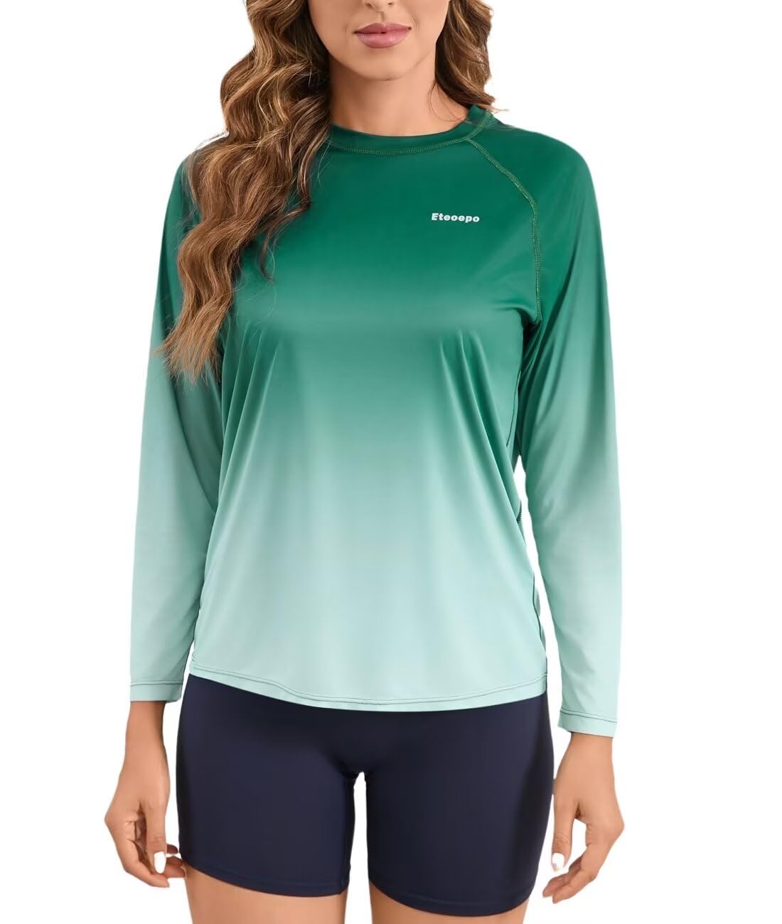 Rash Guard Eteoepo Para Mulheres De Manga Comprida Upf 50+ Verde 2xl