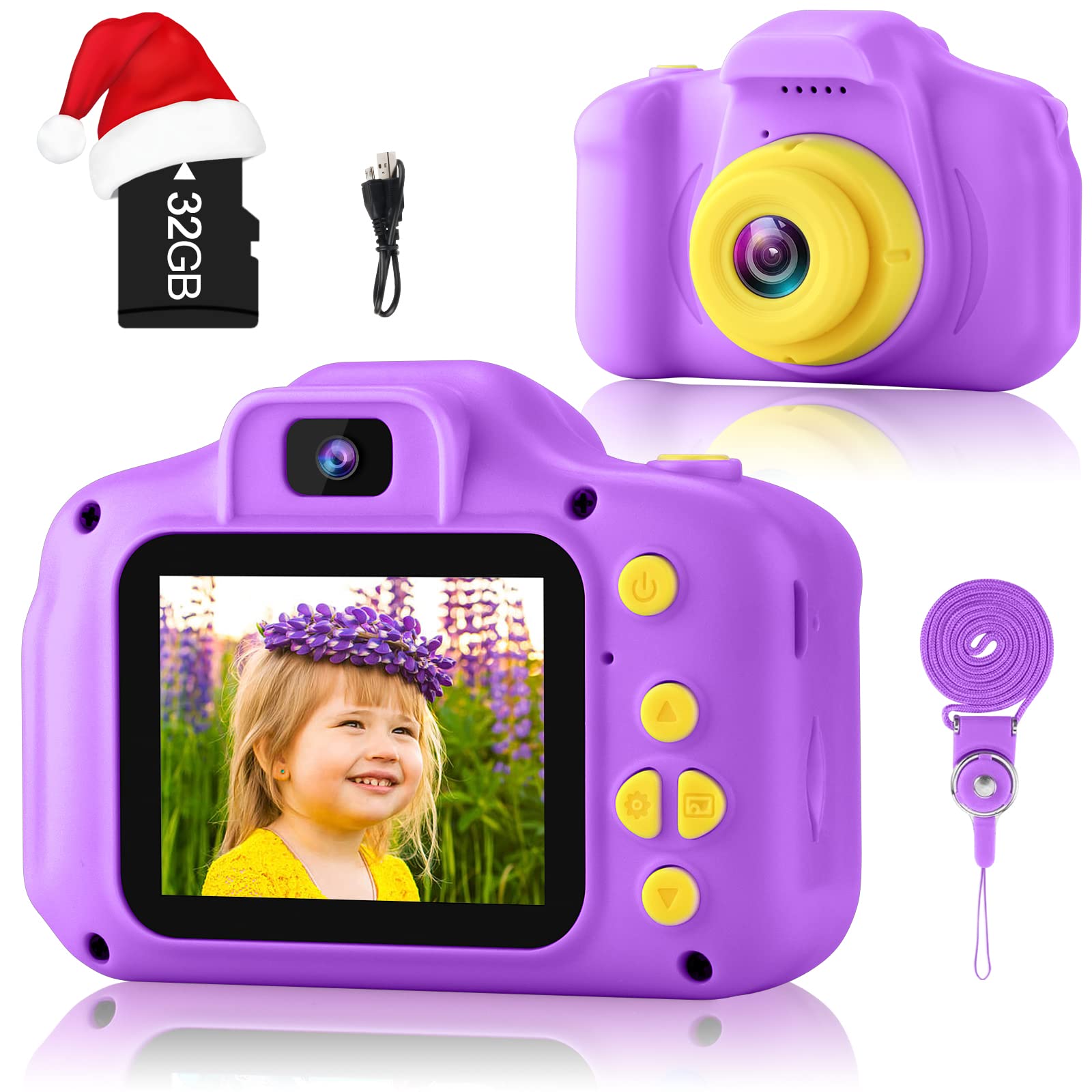 Câmera Infantil Gktz Digital Video Para Crianças De 3 A 8 Anos Com 32 Gb Sd Roxo