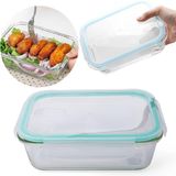 Kit 2pças - Pote Vidro Quadrado Hermético Reforçado 840 Ml