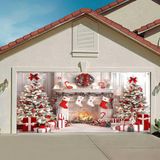 Fundo De Decoração De Porta De Garagem: Natal Branco, 13 X 6 Pés