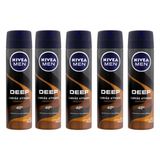 Kit 5 Aerossol Carvão Ativado Amadeirado Nivea 150 Ml