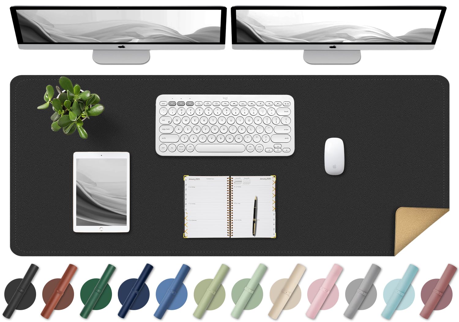 Almofada De Mesa Bleswin Grande Em Couro Preto 120 Cm X 60 Cm