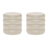 Kit 2 Puffs Decorativos Orgânico Sala De Estar Lavínia Bouclé Doce Sonho Móveis Bege