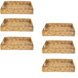 6 Bandeja Multiuso Fibra Natural Seagrass Com Alça 40x30x6cm