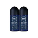 Kit 2 Desodorante Antitranspirante Nivea Men Roll-on Deep Carvão Ativado 50ml