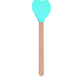 Colher Espatula Utensilio Silicone Coração Cabo De Madeira Cozinha Decoração - Verde