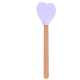 Colher Espatula Utensilio Silicone Coração Cabo De Madeira Cozinha Decoração - Lilas