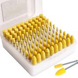 Kit 100 Ponta Montada Rebolo Amarelo Haste 3mm Para Retífica