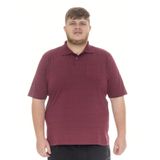 Plus Size Camisa Polo Listrada Vinho Com Bolso