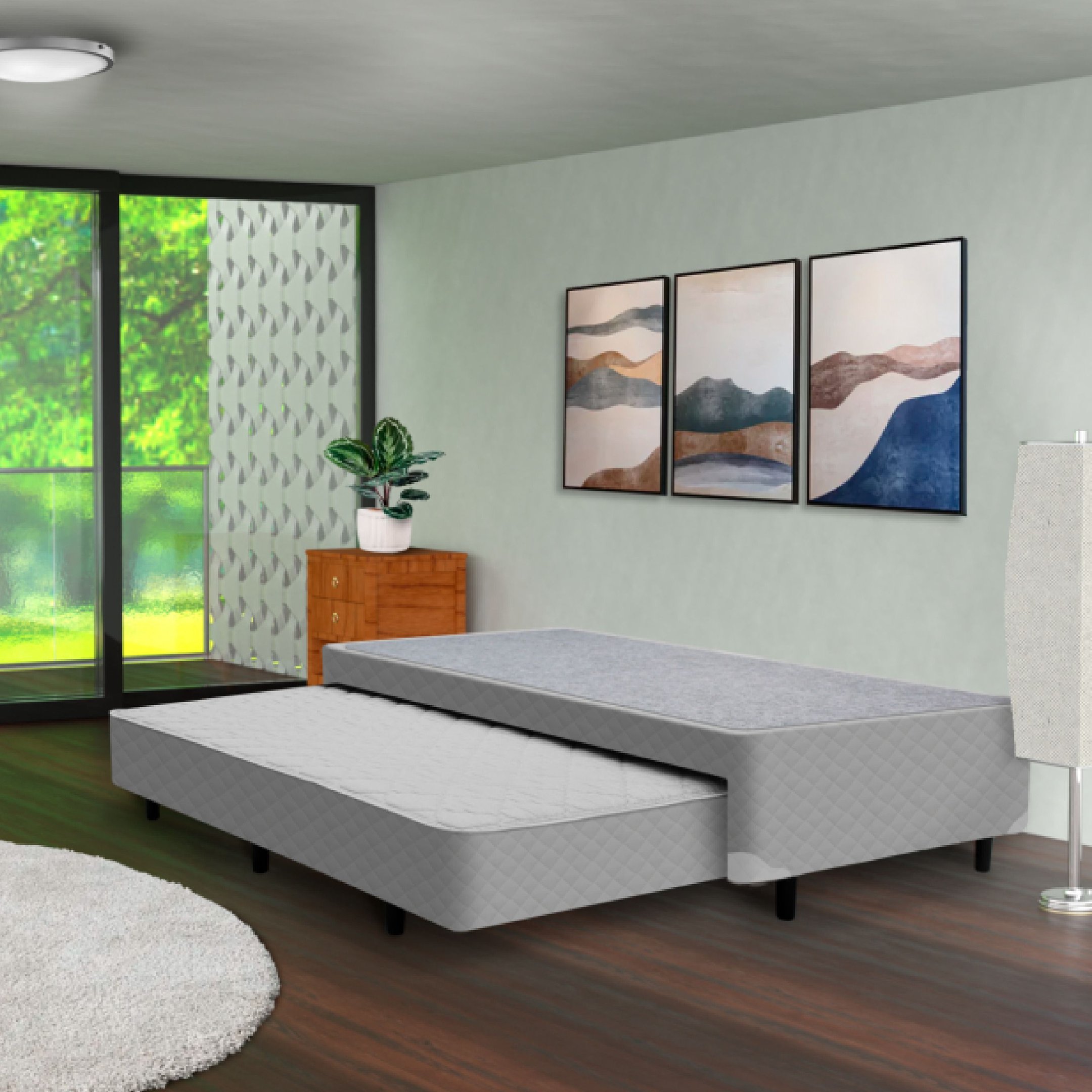 Base Box Bicama Molejo Basic Solteiro Yescasa Mescla Cinza