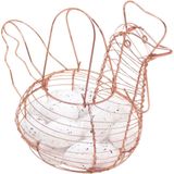 Cesto Galinha Porta Ovos Aramado Decorativo 18 Ovos Branco