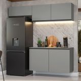Armário De Cozinha Compacta Suspenso 200cm Cinza Nice Madesa 02xa