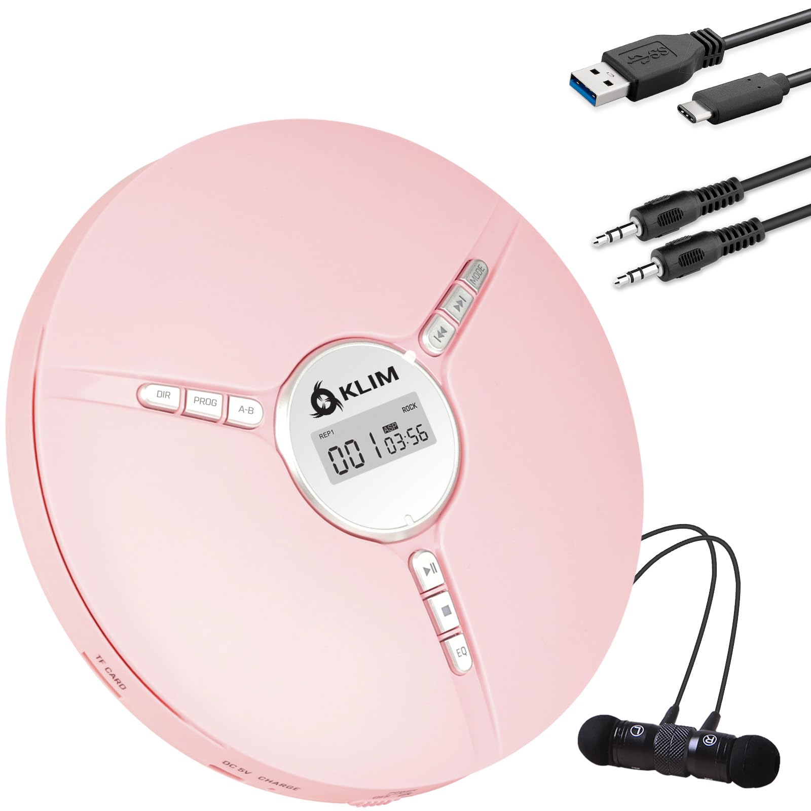 Leitor De Cd Portátil Klim Discman Com Bateria Embutida Rosa