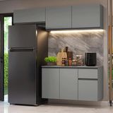 Armário De Cozinha Compacta Suspenso 200cm Cinza Nice Madesa 04xa