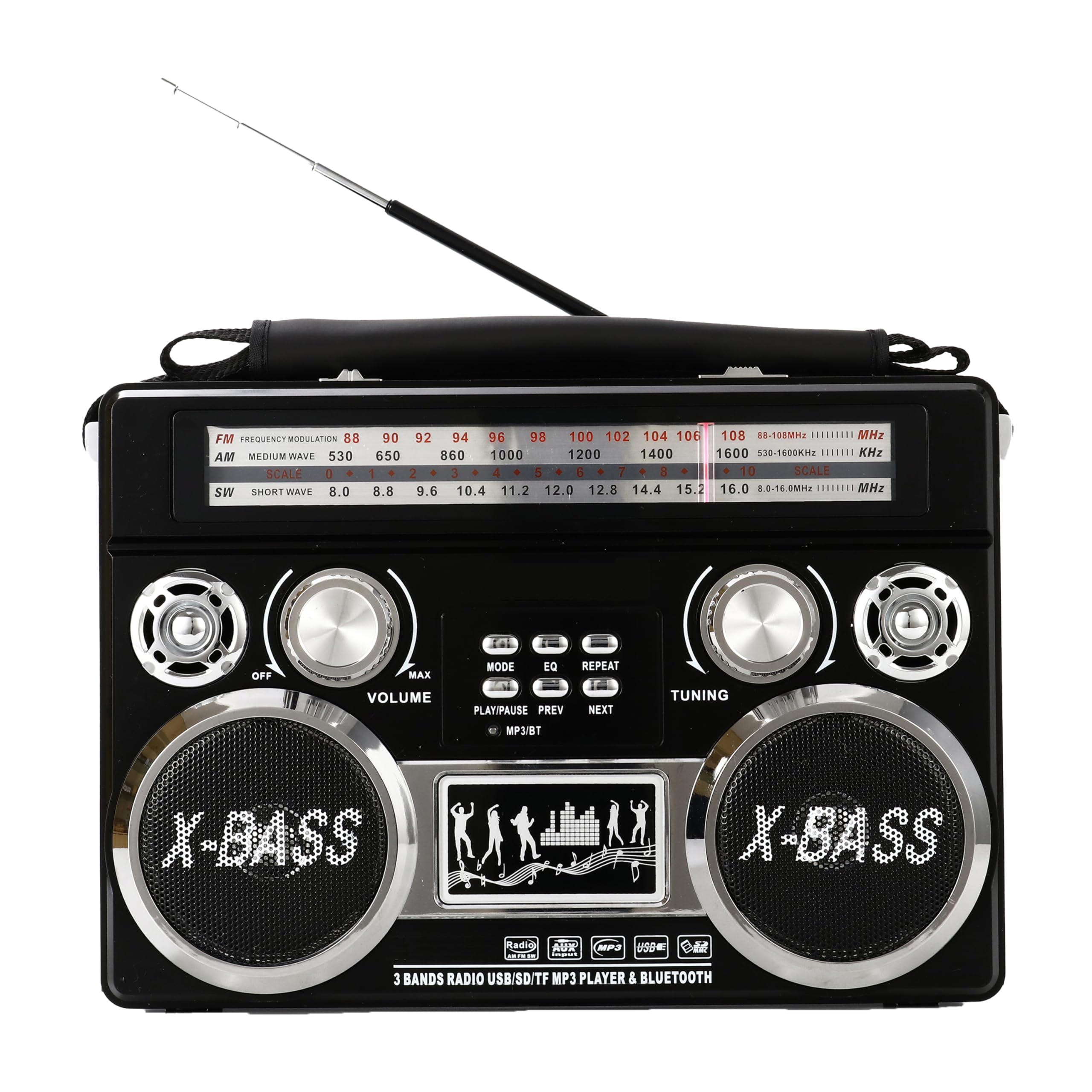 Rádio Portátil Supersonic Sc-1097bt De 3 Bandas Com Bluetooth
