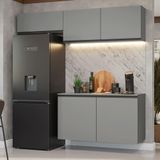 Armário De Cozinha Compacta Suspenso 200cm Cinza Nice Madesa 02xa Cinza