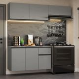 Armário De Cozinha Compacta Suspenso 200cm Cinza Nice Madesa 04 Cinza