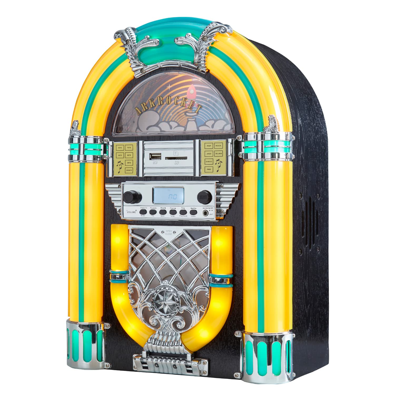 Jukebox De Mesa Arkrocket Athena Mini Cd/bluetooth Amarelo